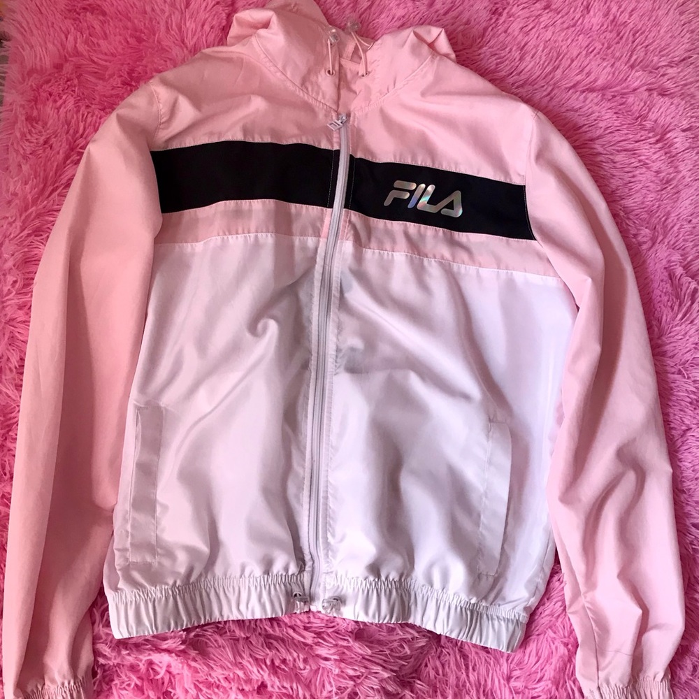 Fila pink and white windbreaker
